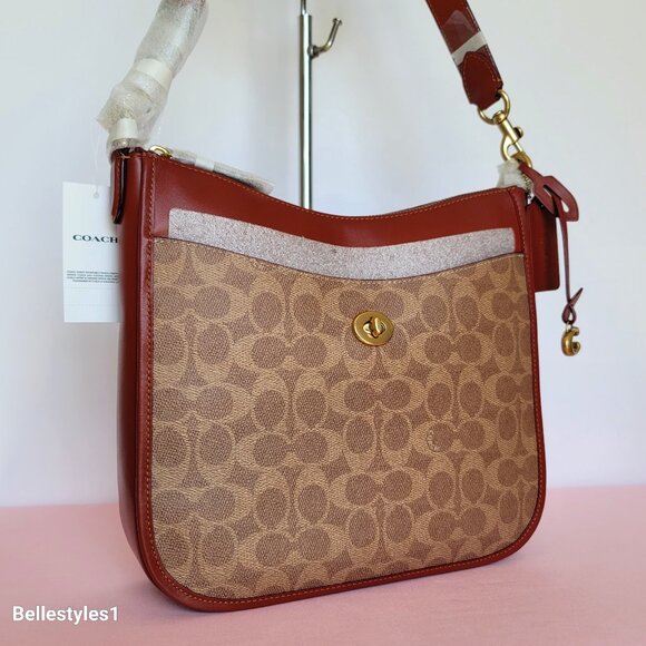 COACH Chaise Signature Canvas & Leather Crossbody Bag-Tan Rust color🎈$220. - Picture 3 of 16
